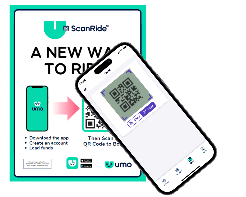 ScanRide flyer with mobile phone