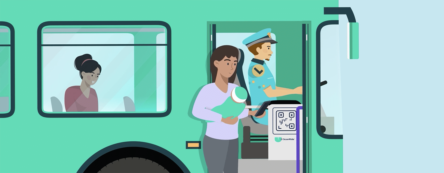 Women using ScanRide to board bus